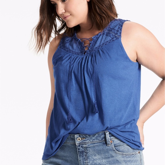 Lucky Brand Tops - Lucky Brand Lace Up Washed Tank HOST PICK!